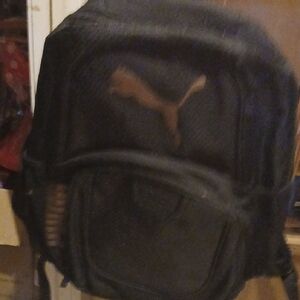 Puma Black Backpack with Brown Logo